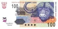 south african R100 note with buffalo