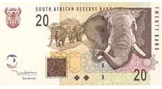 south african R20 note with elephant