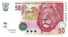 south african R50 note with lion